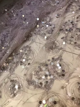 

High quality embroidery beads sequins light lace French tulle African lace fabric is dress evening dress skirt fabric