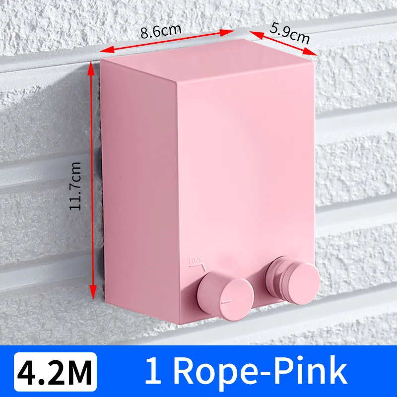 1 Rope-Pink Выдвижная Веревка для белья наружная крытая веревка телескопическая нержавеющая веревка невидимая одежда вешалки для белья настенная сушилка - Цвет: 1 Rope-Pink