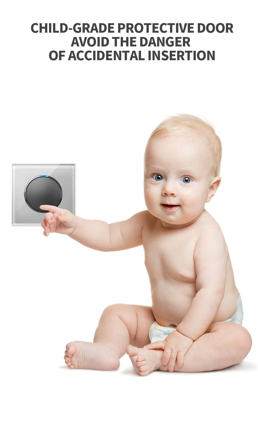 KAMANNI Frameless Grey Glass Panel Luxury Wall Rocker Light Button Switch Socket Led Indicator 2 Gang Controls 1/2Way New Design