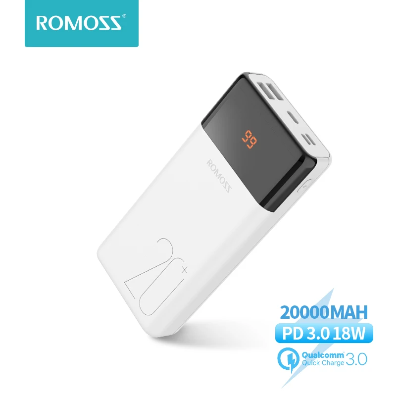 ROMOSS-Banco de energía LT20Plus, batería externa de 20000 mAh QC PD 3,0 de carga rápida, Banco de energía de 20000 mAh para Xiaomi y iPhone