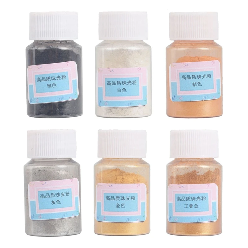 

6 Color Metal Tones Mica Pearl Powder Pigment Jewelescent Set Cosmetic Grade Metallic Dye Paint Epoxy Resin Art Making