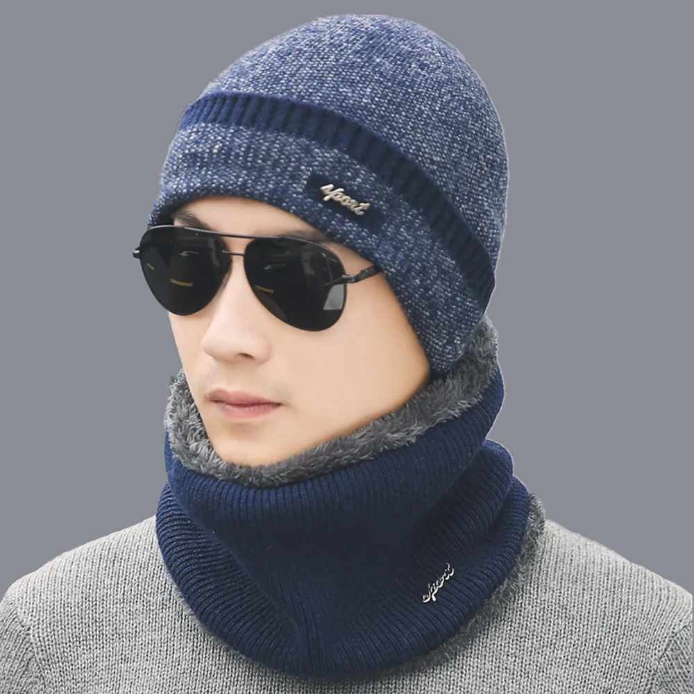 Горячая зимняя шапка, шарф Skullies Beanies для мужчин вязаная шапка женская маска Толстая Балаклава ушанка шерстяной берет мужская шапка