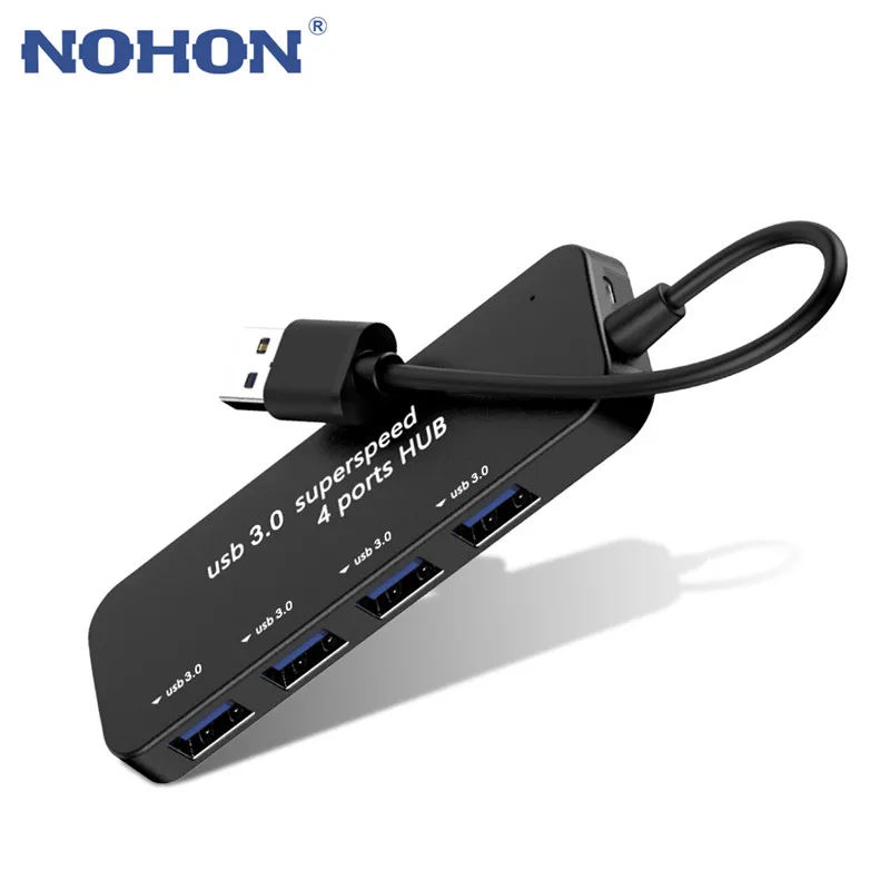 Descuento Nohon-concentrador USB 3,0 con 4 puertos, divisor de supervelocidad, conexión para ratón, teclado de disco U, PC, ordenador, tableta, accesorios, adaptador múltiple 1zWEopwOW