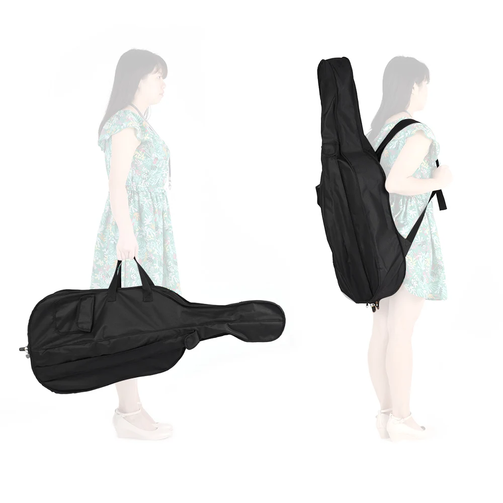 1/2 Wooden Cello Matte Finish Basswood Face Board with Bow Carrying Bag for Students Music Lovers