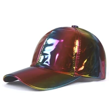 Новинка, бейсболка из искусственной кожи, лазерная бейсболка для женщин и мужчин, бейсбольная бейсболка с колпаком сзади в будущее, подходящая унисекс, Регулируемая Мужская шляпа
