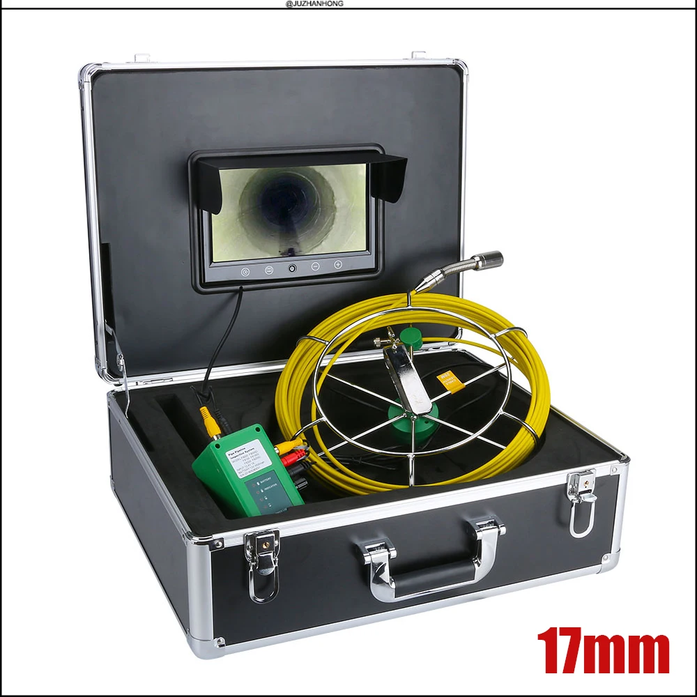 17mm pipe camera 9'touch screen 4500mah battery box drain sewer inspection video camera endoscope borescope hard cable