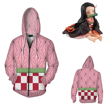 

Anime Demon Slayer Kimetsu no Yaiba Kamado Nezuko 3D Printing Hooded Sweatshirts men women Pullover sweater Cosplay Costume
