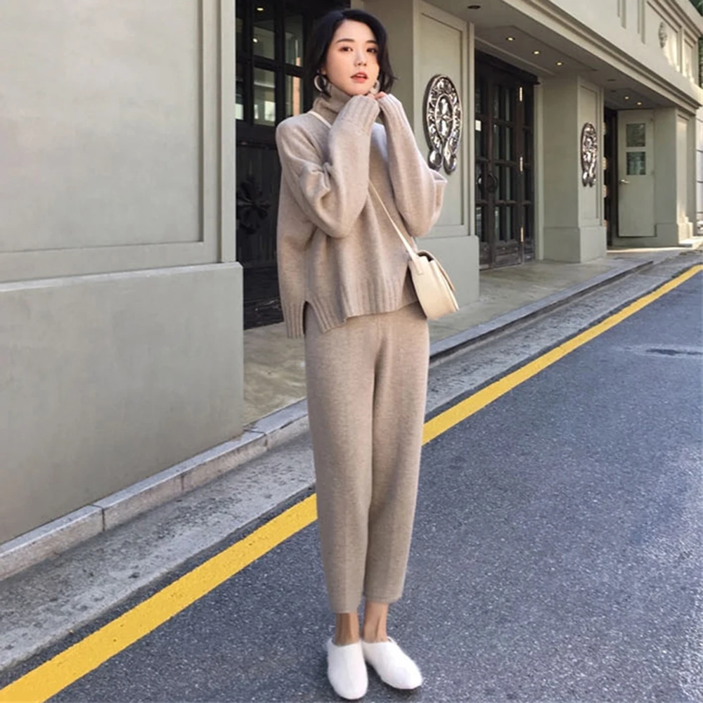Casual Sweat Suits Women Knitted Two 