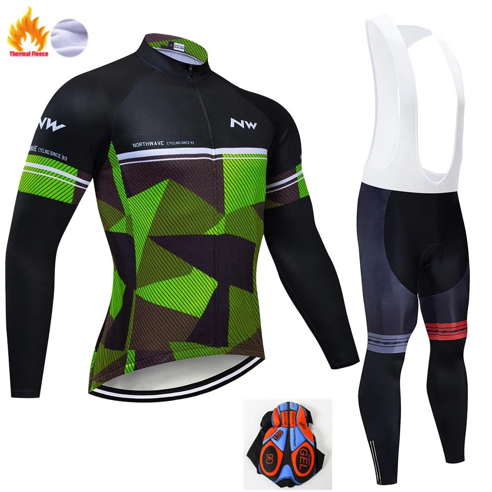Winter Cycling Suit Northwave Зимняя Теплая Флисовая одежда для велоспорта NW мужской костюм из Джерси для езды на велосипеде MTB Одежда Теплый комбинезон комплект - Цвет: Winter Cycling Suit