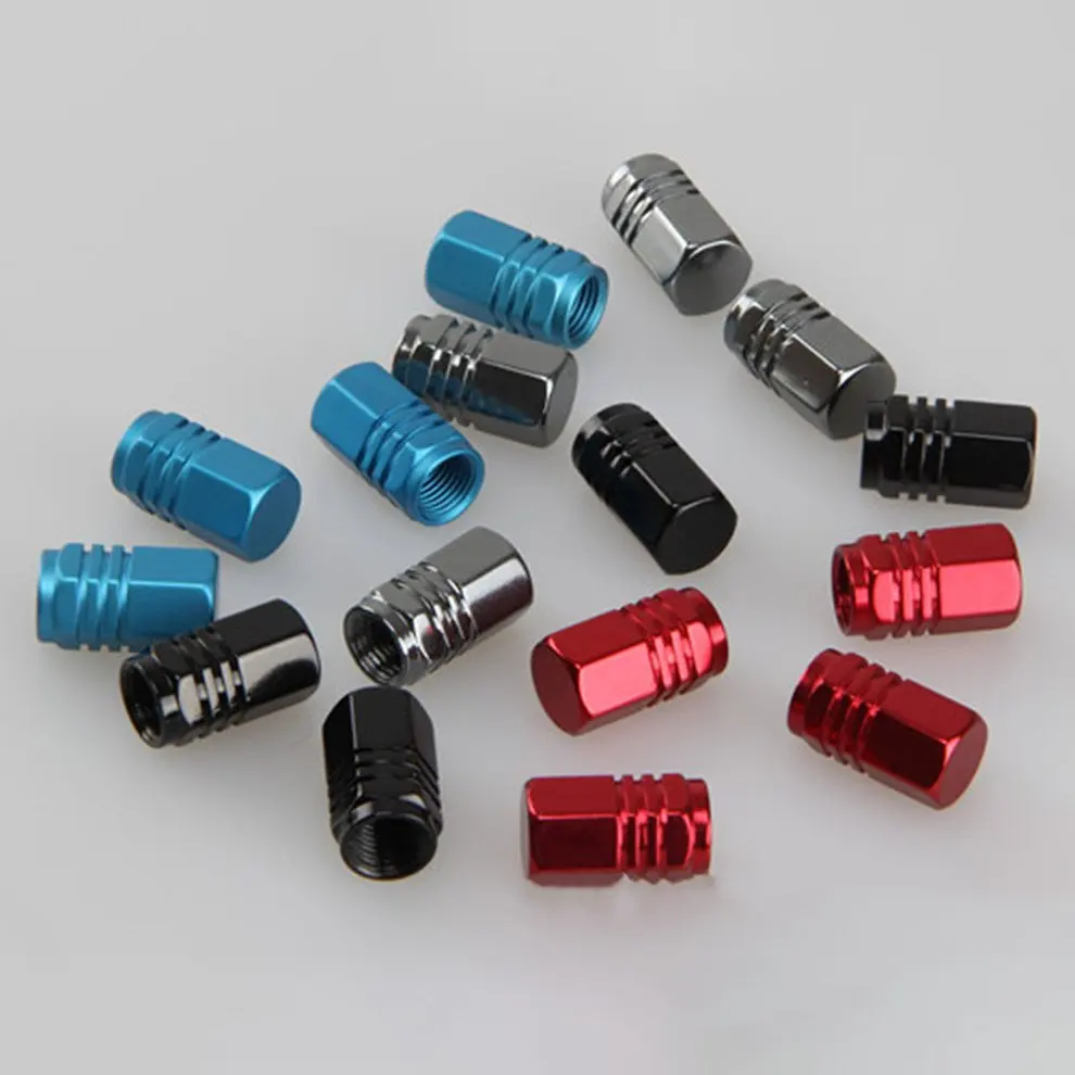 

Colorful Aluminum Alloy Tire Valve Cap Automobiles Dust Proof Hexagon Wheel Tyre Valve Caps Auto Decorative Accessories