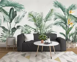 Пользовательские Современные обои papier peint нарисованные лесные животные тропические растения кокосовые деревья светлый роскошный фон