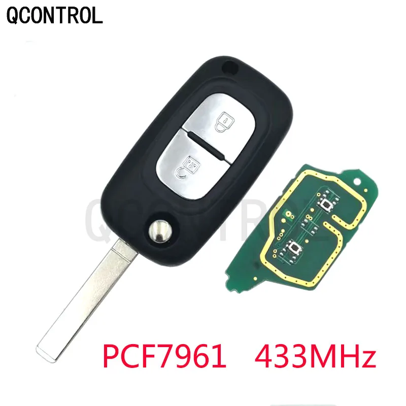 QCONTROL 2 кнопки дистанционного ключа автомобиля костюм для Renault Clio 3 Kangoo мастер модус Twingo Флип с 434 МГц PCF7961