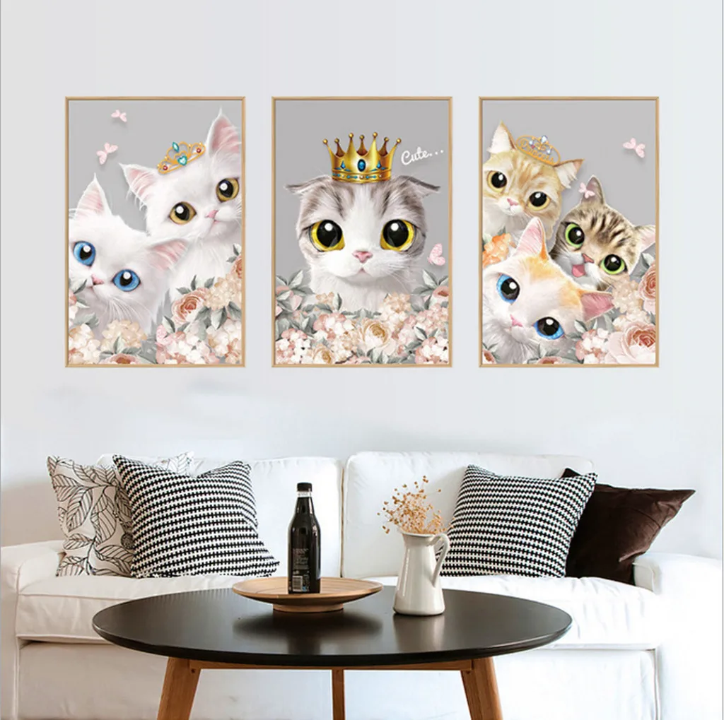 Cute Cat Theme Family Room Window Wall Mural Decorative Decal Detachable
