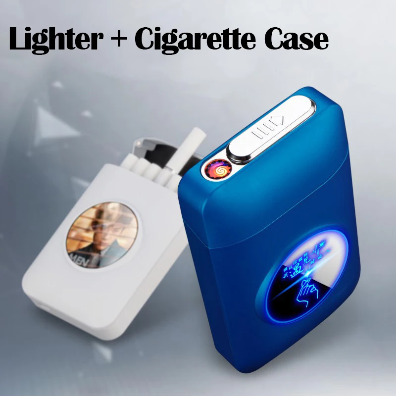Новый USB перезарядка зажигалка и чехол для сигарет креативный Графический