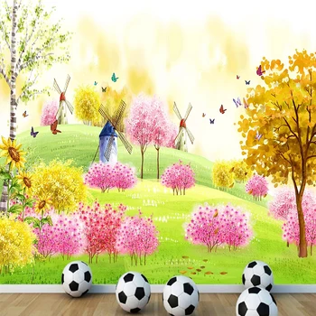 

Custom 3D Mural Wallpaper For Kids Room Cute Cartoon Color Hand Painted Children Room Bedroom Background Wall Decor Art Painting