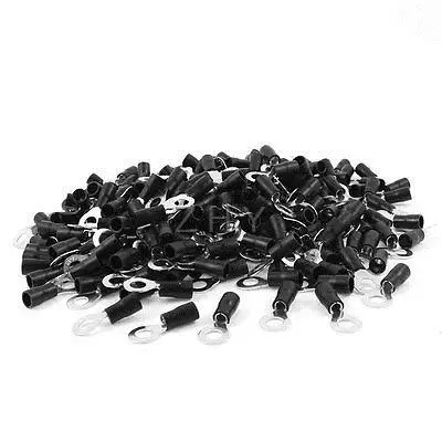 

500 x RV3.5-6 Black Pre Insulated Ring Terminals for AWG 14-12 Wire 1/4" Stud