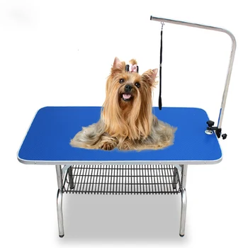 

Cheap Foldable Stainless Steel Pet Grooming Table for Small Portable Operating Rubber Surface Bath Desk Blue Pink