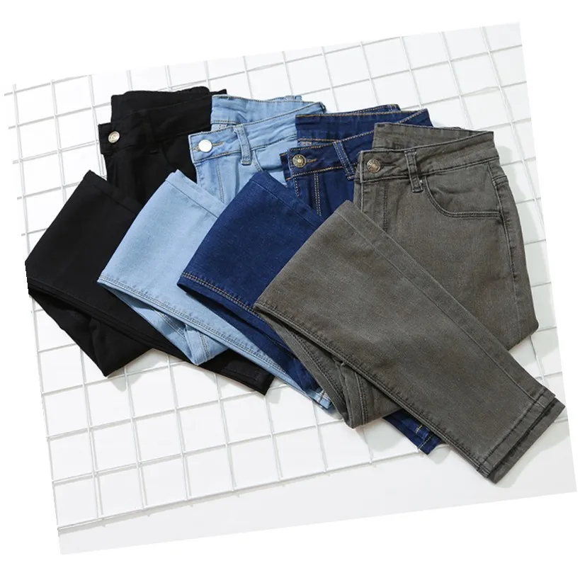 Джинсы женские с завышенной талией смягчающие молнию узкие джинсовые