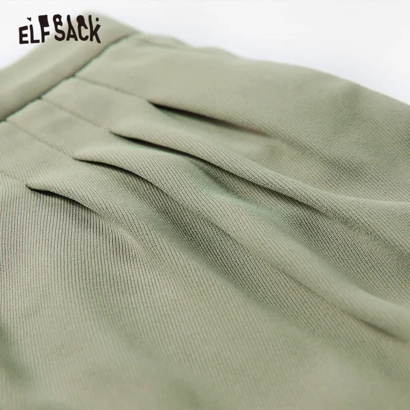 ELFSACK, однотонный, прямой, для женщин, Блейзер, брюки,, осенний, цельнокроеный стиль, повседневные, женские брюки