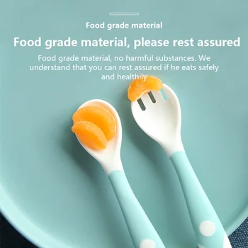

Baby Utensils Spoon Fork Set with Travel Case Toddler Babies Children Feeding Training Spoon Bendable Soft Self Feeding Spoons