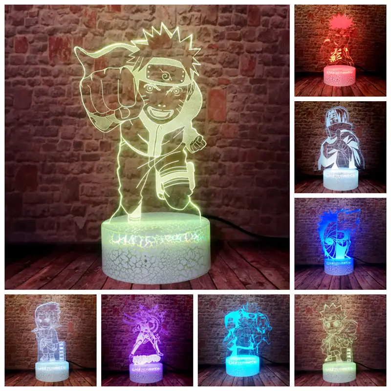

Naruto Anime Figma Model Juguetes 3D Illusion LED Desk Nightlight Colorful Changing Light Cartoon Figure Doll Toys Kids gift