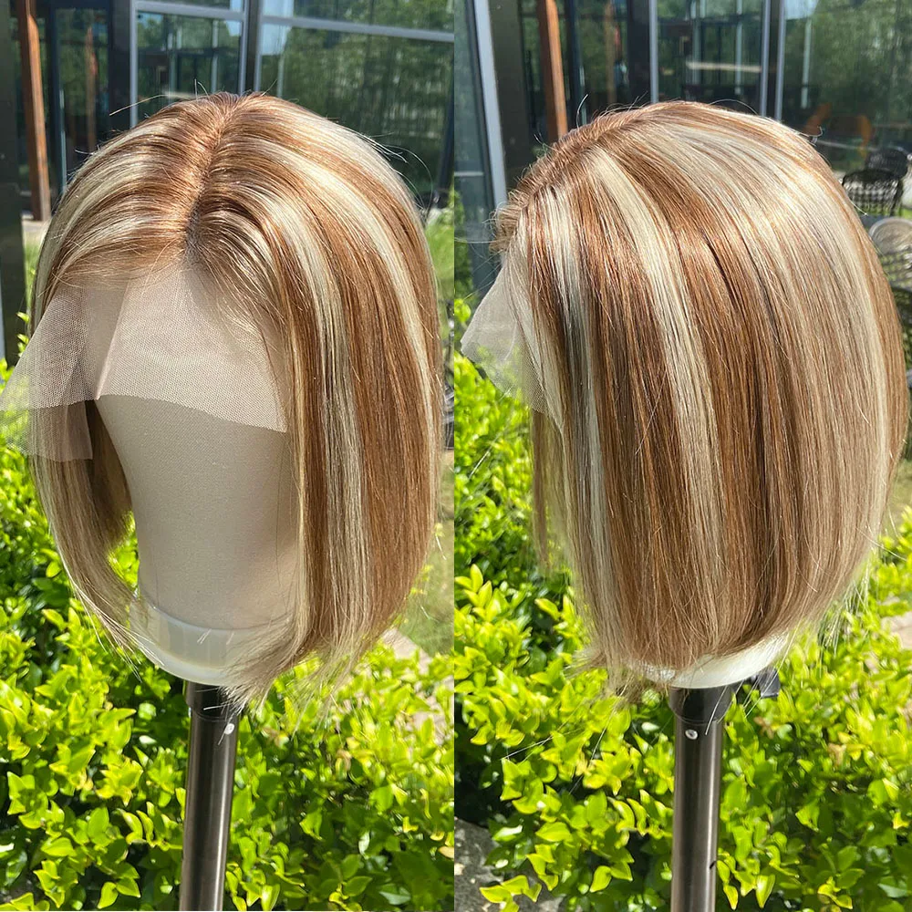 Loviness хайлайтер короткий Боб балаяж Remy натуральные волосы T часть блонд Медовый