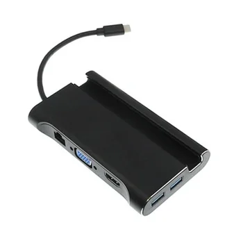 

Type-C7 in 1 Docking Station with HDMI + VGA + Gigabit Ethernet Port + 3 x USB + PD + Mobile Phone Bracket HUB Adapter