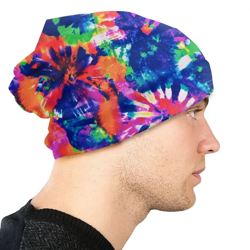 Tie Dye принт оранжевый/синий мульти унисекс для взрослых Повседневная шапочка зимняя теплая вязаная Лыжная шапка с рукавом Skully Beanies