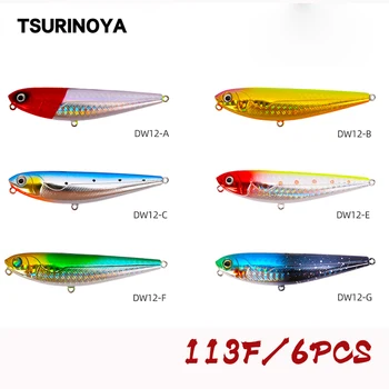 

TSURINOYA 6PCS DW12 Floating Pencil Fishing Lure 85mm 10g Stickbait Wobblers Top Water Swimbait Snakehead Lure Pike Bass Bait