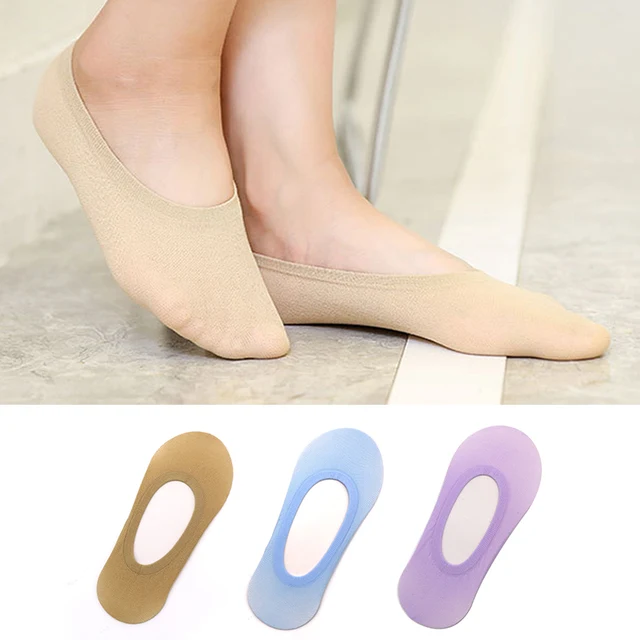 6pcs/3pair Boat Socks for Summer Anti Slip Silicone No Show Socks for Women High Heel Shoe Liner Socks Chausette Femme Invisible 3colors