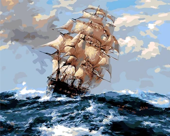

Frameless DIY Painting By Numbers Dangerous ship Kits Coloring By Numbers Unique Gift Home Wall Art Decor 40x50 Artwork