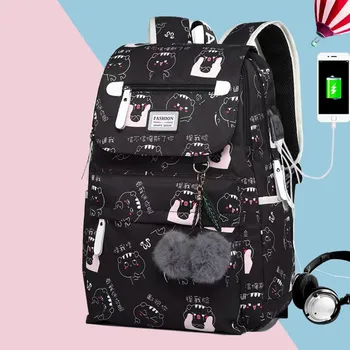 

New Women backpack for girls school bags female cute cat back bag backpacks for teenage girls new year girl christmas gift