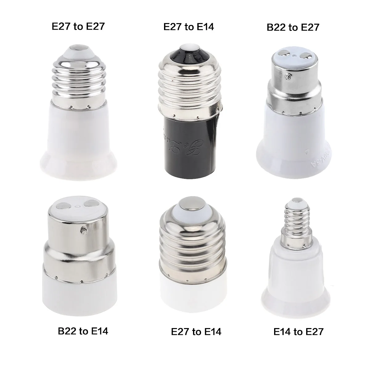 5pcs/set LED Lamp Holder Base Adapter Universal Light Bulb Converter Lamp Socket B22 E27 E14 E26 LED GU10 For Home Lighting