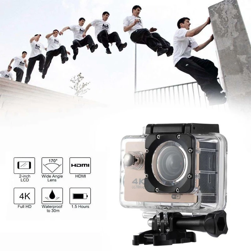 4K Wifi Экшн-камера 1080P Hd 16Mp шлем камера водонепроницаемый Dv пульт дистанционного управления спортивный видео Dvr