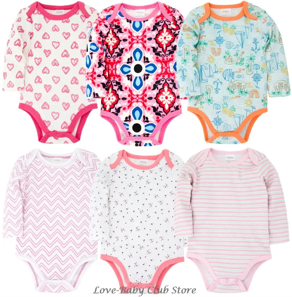 6 шт./лот Боди для маленьких девочек Толстовки Комплекты одежды из одного