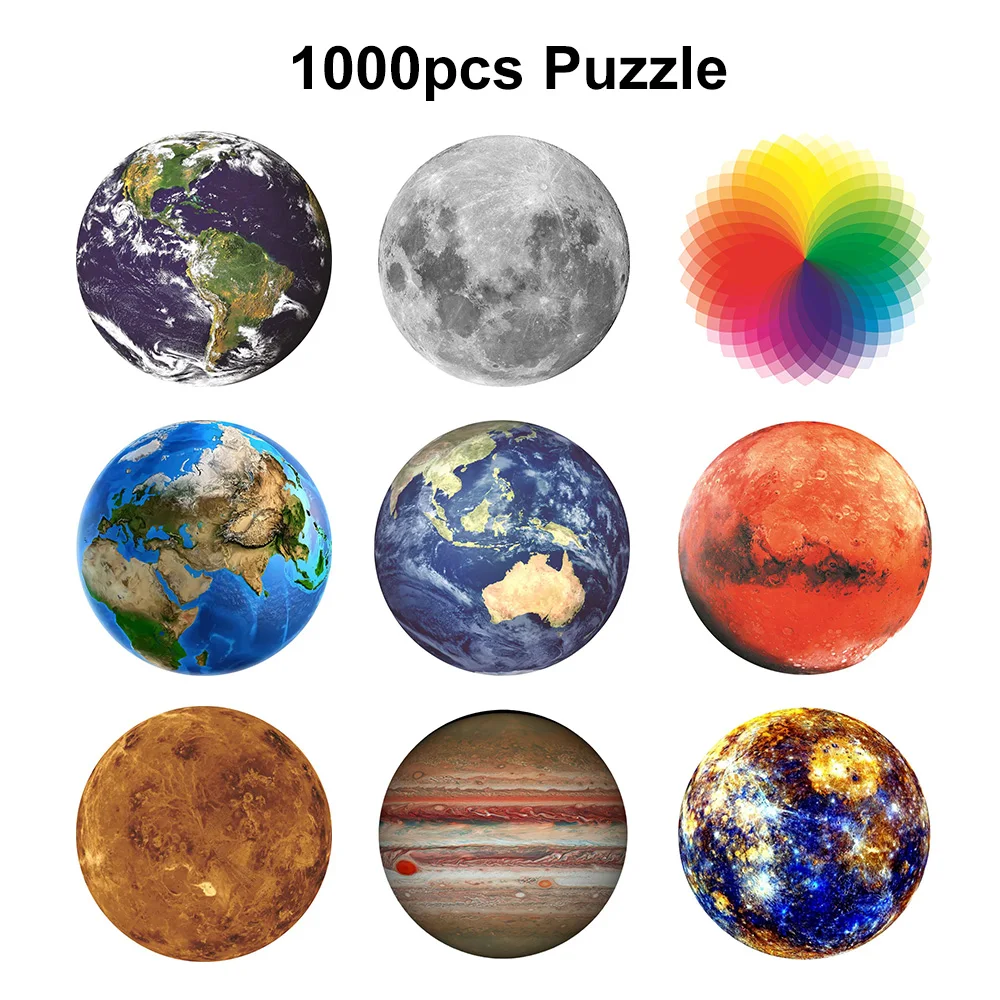 

NEW Round Puzzle Moon/ Earth Puzzle 1000 Pieces Difficult For Adult Kids Planets Puzzle Toys Educational Dropshipping