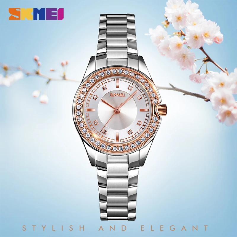 SKMEI Relogio Feminino 1534 женские кварцевые часы ремешок из нержавеющей стали женские водонепроницаемые наручные часы Montre Femme