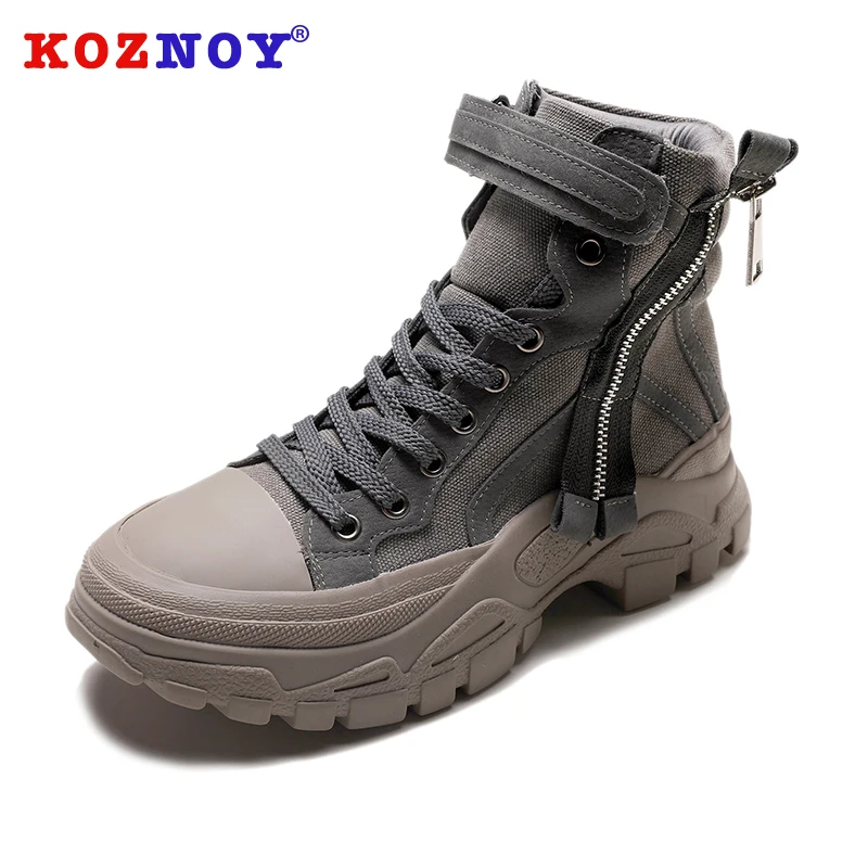 

Koznoy Snow Boots Winter Fashion Dropshipping Fabric Zipper Round Toe Ankle Rubber Breathable Flat Bottom Causal Women Shoes
