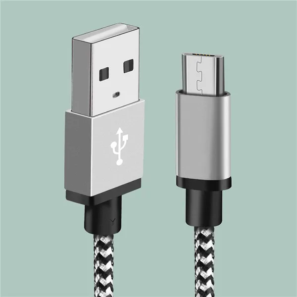 Micro USB кабель 2.4A нейлон Быстрая зарядка USB кабель для передачи данных для samsung Xiaomi LG планшет Android мобильный телефон usb зарядный шнур - Цвет: Серебристый