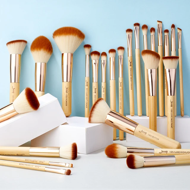 Jessup Makeup Brushes Set Bamboo Foundation Brush Powder Eyeliner Eyeshadow Pincel Maquiagem Cosmetic Tool 6-25pcs 2