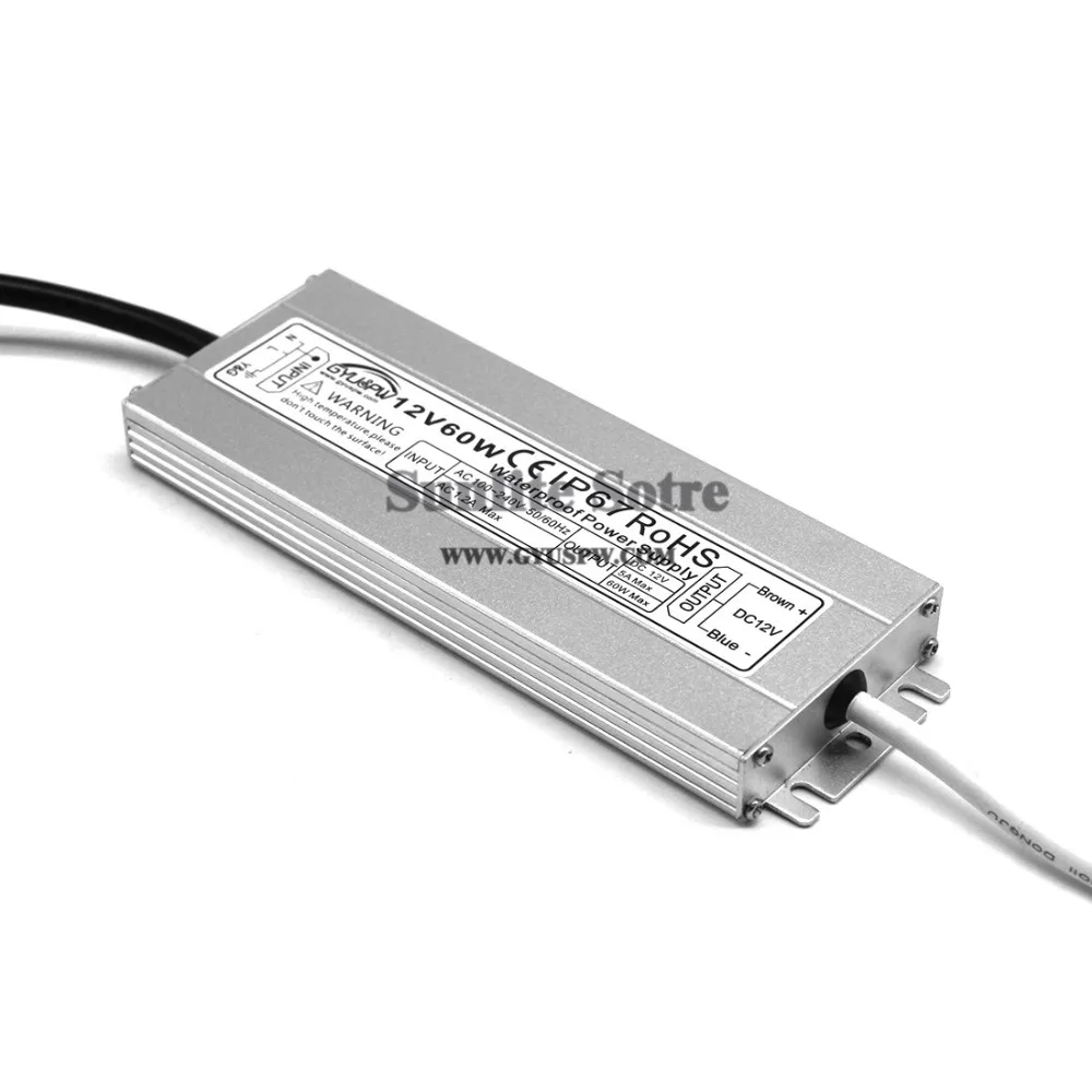 Ультратонкий источник питания IP67 водонепроницаемый 12V 5A 60W трансформаторы 100-240v AC DC12V сетевой адаптер для использования вне помещения для светодиодной полосы света CCTV