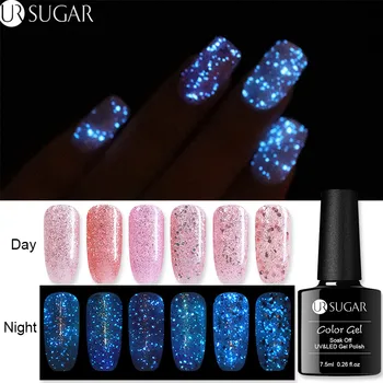 

UR SUGAR 7.5ml Luminous Rose Gold Nail Gel Polish Glow In The Dark Soak Off Varnish UV LED Semi Permanant Nail Art Gel varnish