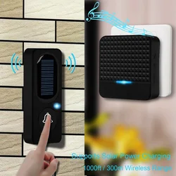 Sonnette d'extérieur sans fil à recharge solaire, faible consommation d'énergie, étanche IP65, portée 300M, usage domestique 