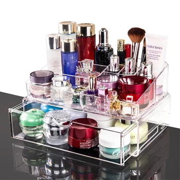 

Transparent acrylic makeup box storage box large cosmetics finishing box double-layer multi-functional jewelry box