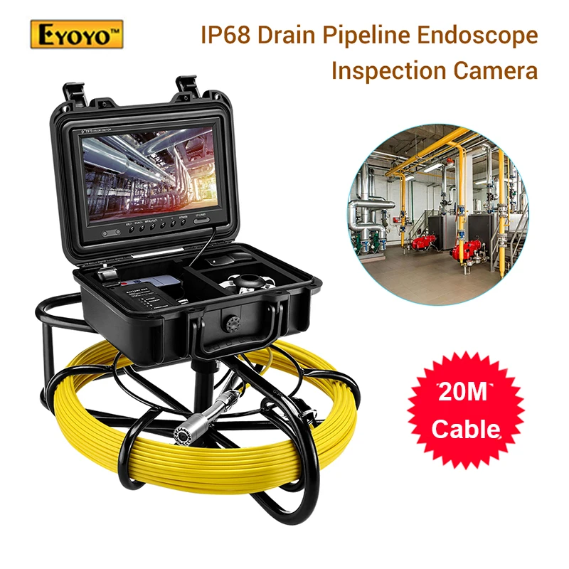 

Eyoyo Pipeline Endoscope Inspection Camera 20M Industrial Pipe Sewer Drain Wall Video Industrial Endoscope Inspector