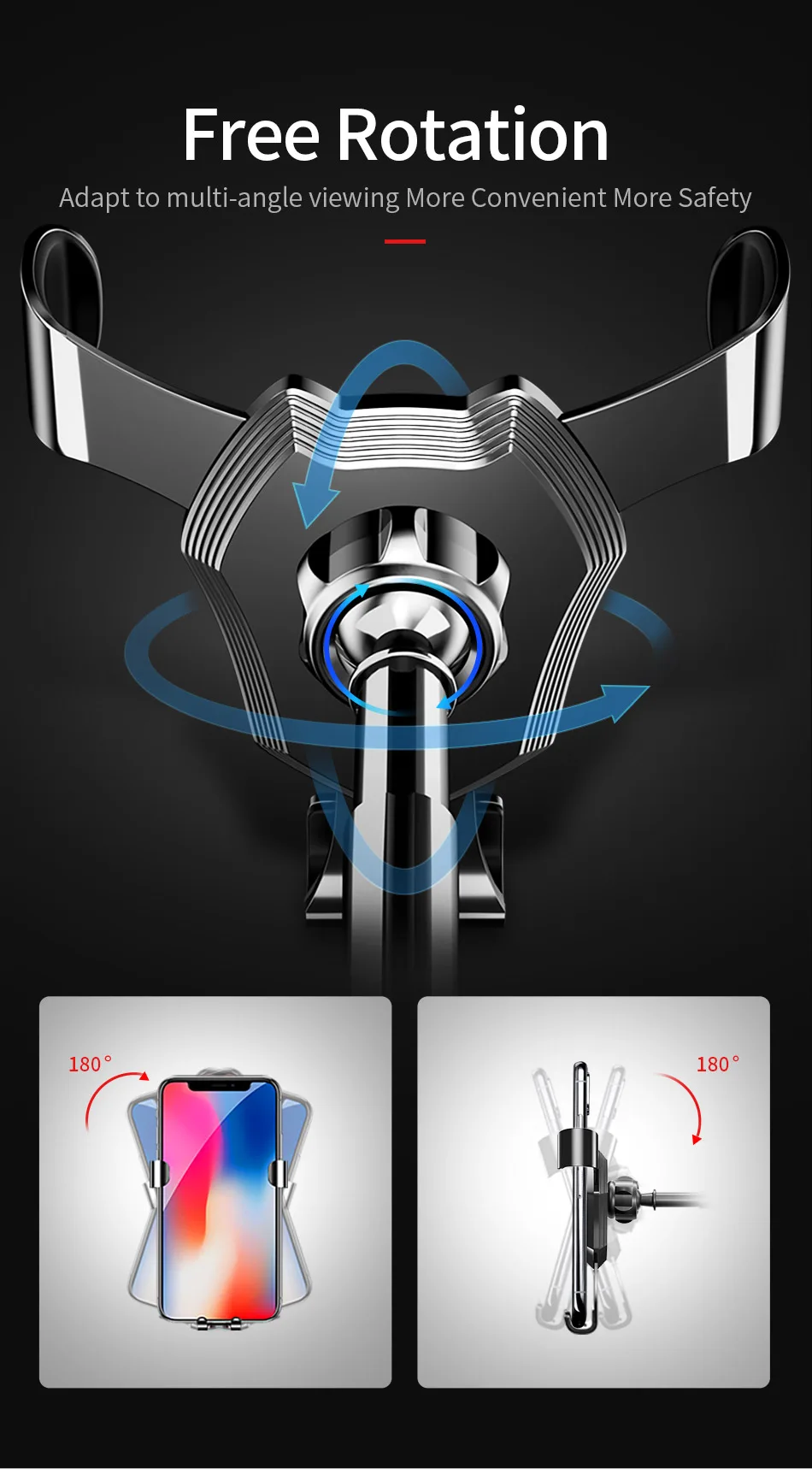Автомобильный держатель для телефона Gravity Phone Stand 360 Поворот приборной панели лобовое стекло Автомобильный держатель Подставка держатель для телефона, VOITURE