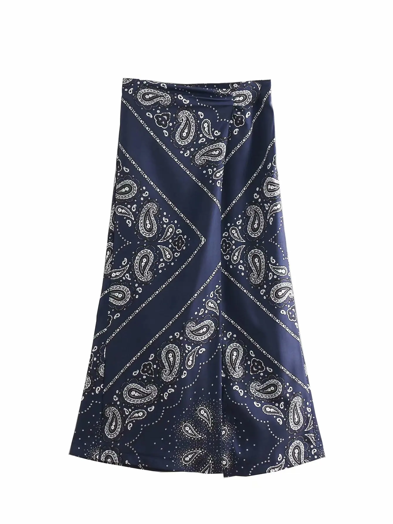 

Cbb-9082 Spring And Summer New Style 2019 Printed High-waisted Retro Sheath Slit Double Breasted Mid-length Skirt