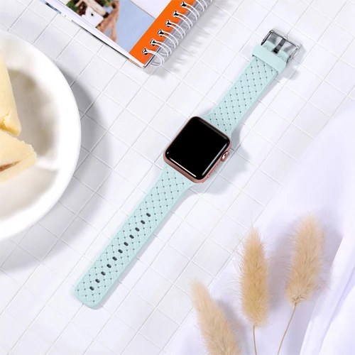 B-2 Ткацким рисунком ремешок для apple watch band 40 мм 44 мм apple watch в едином положении во время занятий легкой атлетикой, 38 мм, 42 мм, iwatch, версия correa 5/4/3/2/1 силиконовый ремешок для часов - Цвет ремешка: B-2