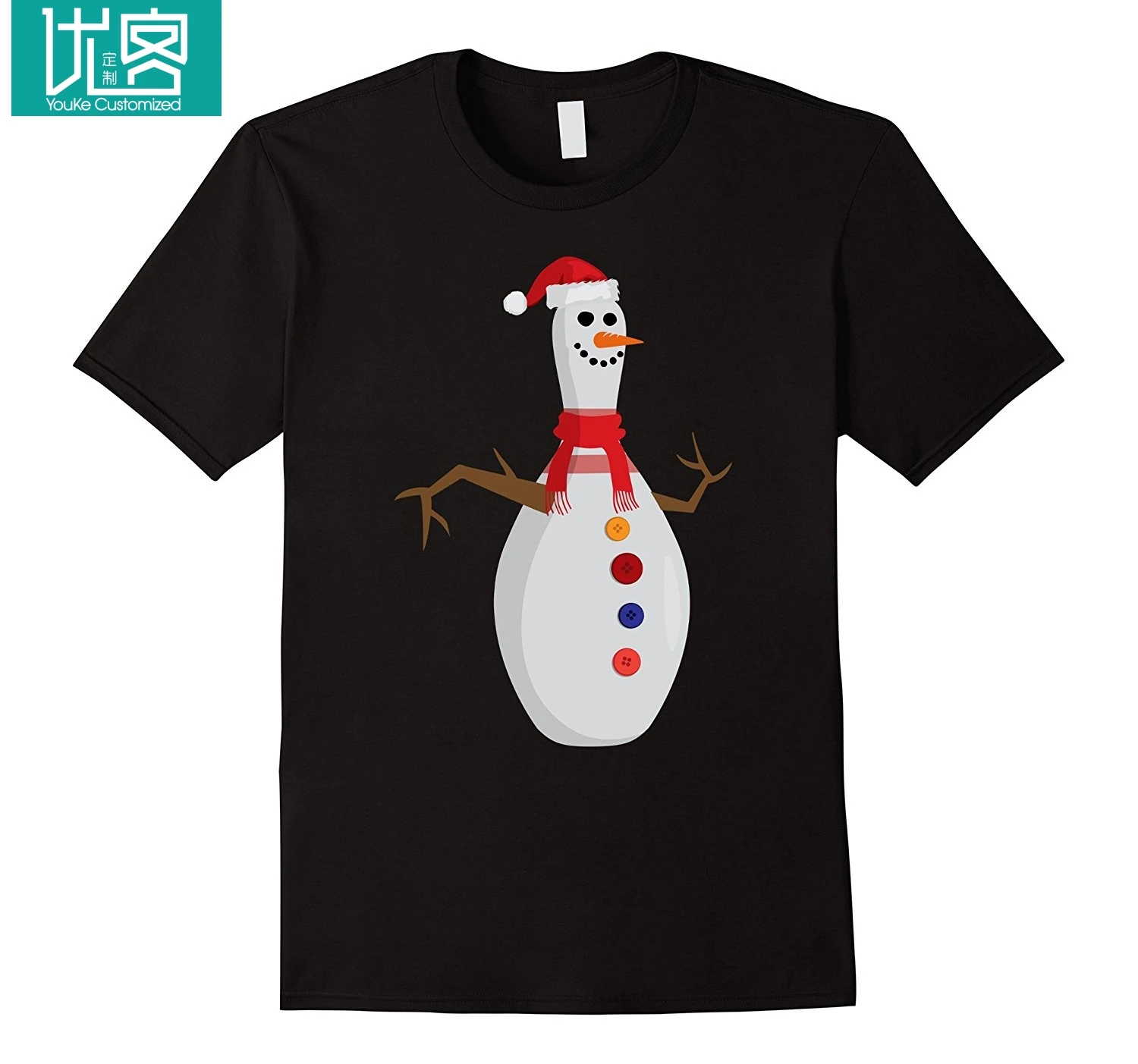 

Snowman Bowlinger Pin Tshirt Funny Santa Christmas Gifts 2019 Fashion 100% Cotton Slim Fit Top Colour Funny Printed
