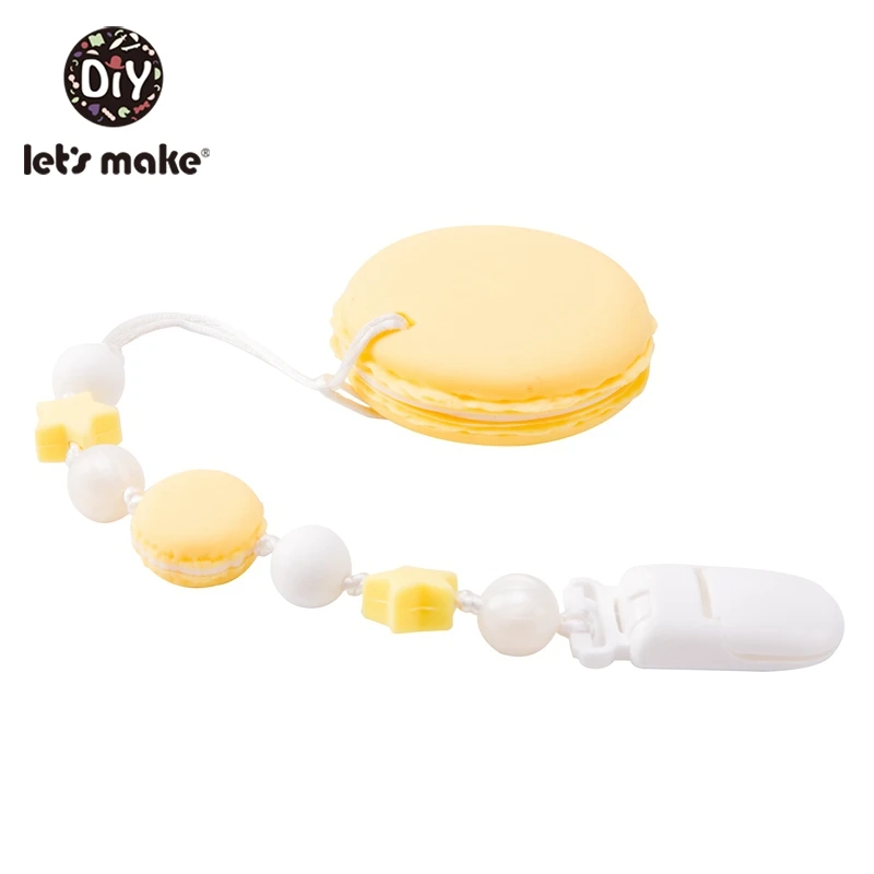 yellow Let'S Make/1 шт., силиконовая цепочка-Соска с макаронами, держатель для соски, персонализированные Игрушки для малышей 0-12 месяцев, детский Прорезыватель - Цвет: yellow